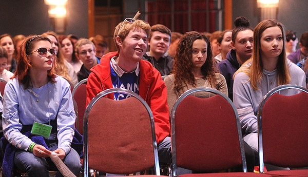 Students listen during the 